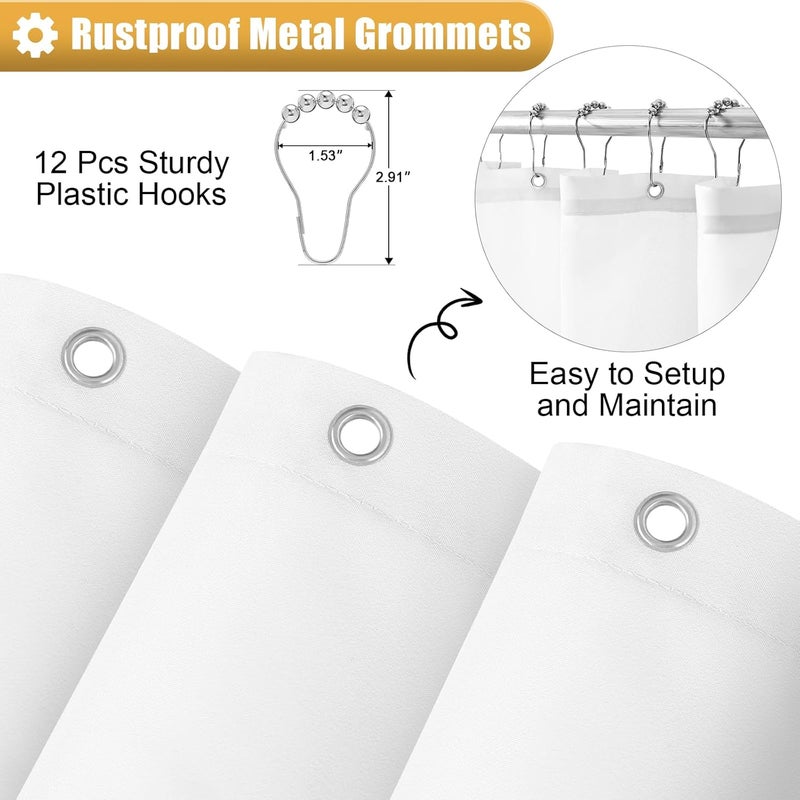 OLANLY Luxury Yellow and White Ombre Shower Curtain Sets with 12 Hooks, Waterproof and Washable Decorative Shower Curtains for Bathroom, 72x72 Inches - Image 5